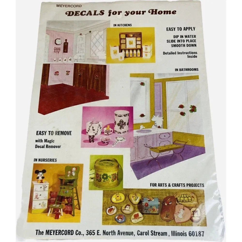 NOS Vintage 1976 Meyercord Decal Joanne Thomas Duck in Bonnet Mushrooms Kawaii